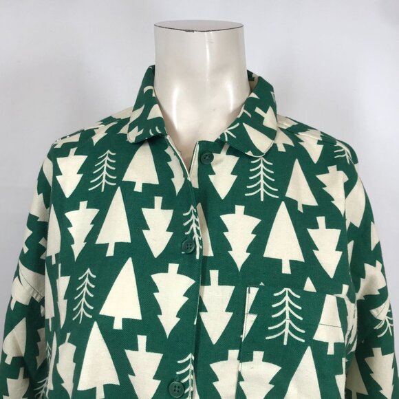 HANNA ANDERSSON - WOMEN'S SMALL -GREEN LONG SLEEVE BUTTON COLLARED COTTON PAJAMA - Picture 2 of 8